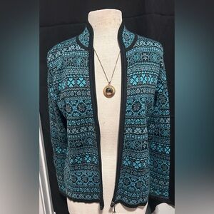 Women's Blue Patterned Sweater